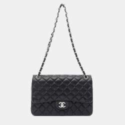 Chanel Classic Double Flap Jumbo Black Quilted Lambskin Shoulder Bag