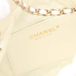 Pre Owned Chanel 22 Mini White Leather Crossbody Bag