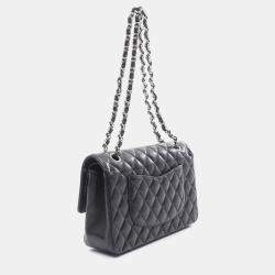 Chanel Classic Double Flap Black Leather Shoulder Bag