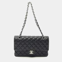 Chanel Classic Double Flap Black Leather Shoulder Bag