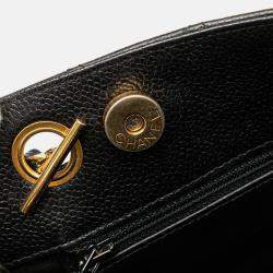 Pre Owned Chanel Black Quilted Caviar Chain Tote