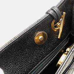 Pre Owned Chanel Black Quilted Caviar Chain Tote