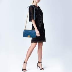 Chanel Blue Quilted Leather Medium Boy Flap Bag