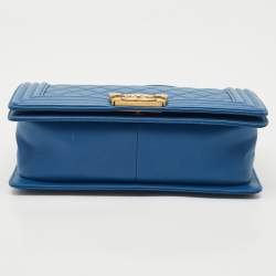 Chanel Blue Quilted Leather Medium Boy Flap Bag