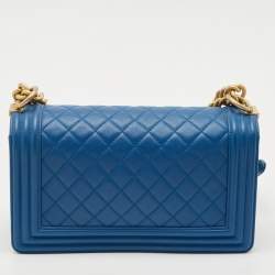 Chanel Blue Quilted Leather Medium Boy Flap Bag