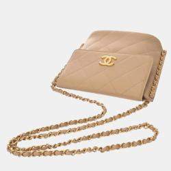 Chanel Matelasse Chain Shoulder Coco Mark Beige Lambskin Bag