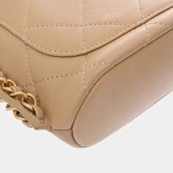 Chanel Matelasse Chain Shoulder Coco Mark Beige Lambskin Bag