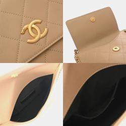 Chanel Matelasse Chain Shoulder Coco Mark Beige Lambskin Bag