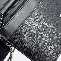 Chanel Chain Wallet Coco Mark Caviar Skin Shoulder Bag Black
