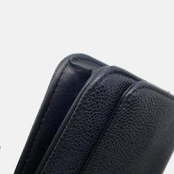 Chanel Chain Wallet Coco Mark Caviar Skin Shoulder Bag Black