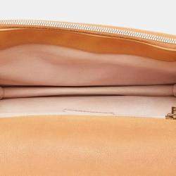 Pre Owned Chanel Half Coco Orange Beige Caviar Shoulder Bag