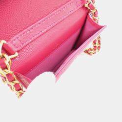 Chanel Twist Your Buttons Pink Leather Chain Clutch Bag