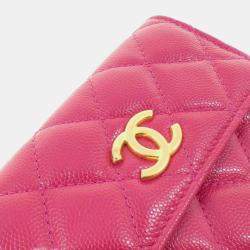 Chanel Twist Your Buttons Pink Leather Chain Clutch Bag