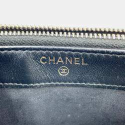 Chanel CC Filigree Long Black Caviar Skin Chain Wallet