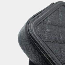 Chanel CC Filigree Long Black Caviar Skin Chain Wallet