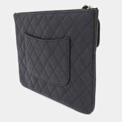 Chanel Multi Pouch Black Caviar Quilted Zipped Case