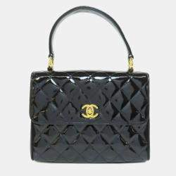 Chanel Kelly Black Patent Leather Handbag