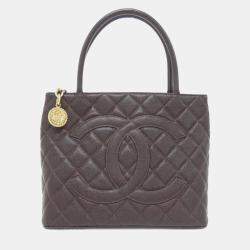 Chanel Medallion Brown Grained Calfskin Leather Tote Bag