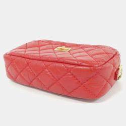 Chanel Quilted Red Calfskin Shoulder Bag