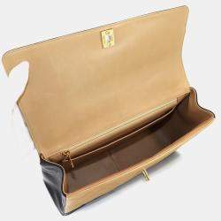 Chanel Matelasse Beige/Black Leather Shoulder Bag