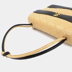 Chanel Matelasse Beige/Black Leather Shoulder Bag