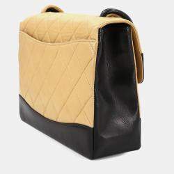 Chanel Matelasse Beige/Black Leather Shoulder Bag