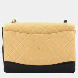 Chanel Matelasse Beige/Black Leather Shoulder Bag