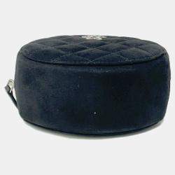 Chanel Star Round Quilted Suede with Crystal Embellished Charms Clutch with Chain 