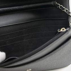 Chanel Coco Mark Chain Wallet Long Caviar Skin Black Bag