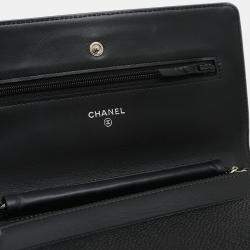 Chanel Coco Mark Chain Wallet Long Caviar Skin Black Bag