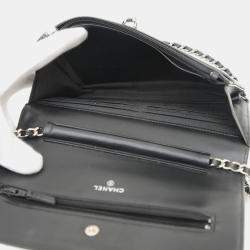 Chanel Coco Mark Chain Wallet Long Caviar Skin Black Bag