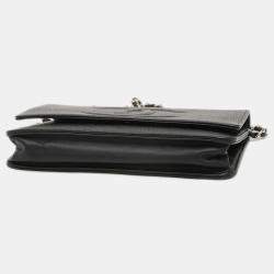 Chanel Coco Mark Chain Wallet Long Caviar Skin Black Bag