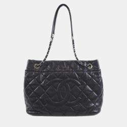  Chanel Timeless CC Black Calf Leather Tote Bag