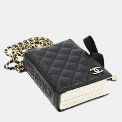 Chanel Matelasse Chain Shoulder Business Card Holder/Card Case Holder Leather Black Gold Metal Fittings Book