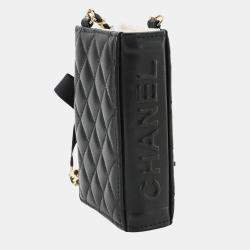 Chanel Matelasse Chain Shoulder Business Card Holder/Card Case Holder Leather Black Gold Metal Fittings Book