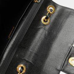 Pre Owned Chanel Black Jumbo XL Caviar Mademoiselle Flap