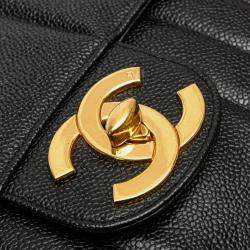 Pre Owned Chanel Black Jumbo XL Caviar Mademoiselle Flap