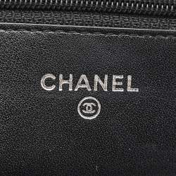 Chanel Black Quilted Patent Leather CC Wallet On Chain