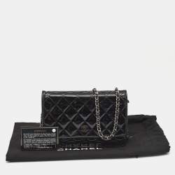 Chanel Black Quilted Patent Leather CC Wallet On Chain