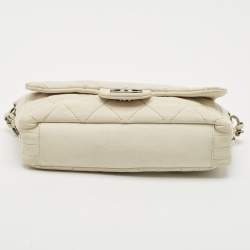 Chanel Off White Quilted Leather Braided Flap Bag