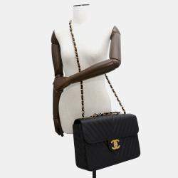 Chanel Chevron Black Caviar Leather Shoulder Bag