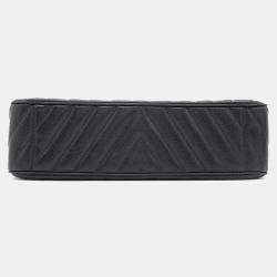 Chanel Chevron Black Caviar Leather Shoulder Bag