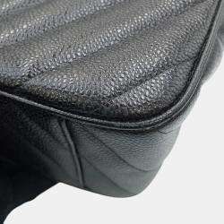 Chanel Chevron Black Caviar Leather Shoulder Bag