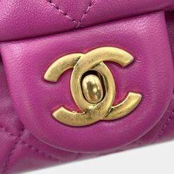 Chanel Mini Matelasse Single Flap Cocoball Chain shoulder Bag Purple Lambskin Size 20