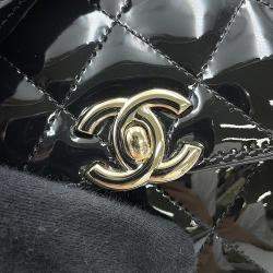 Chanel Black Patent Leather Top Handle Bag