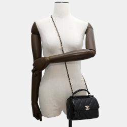 Chanel Black Patent Leather Top Handle Bag