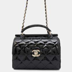 Chanel Black Patent Leather Top Handle Bag