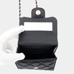 Chanel Black Lambskin Leather Clutch Bag