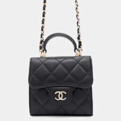 Chanel Black Lambskin Leather Clutch Bag
