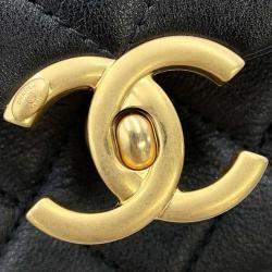 Chanel Small Flap Black Calf Leather Shoulder Bag